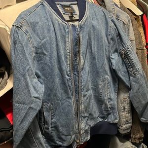 Men’s Blue Jean Bomber Jacket with zipper